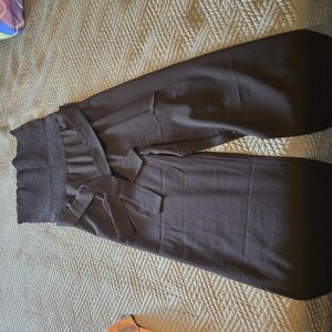 Stylish Black Wide-Leg Pants with Tie Waist